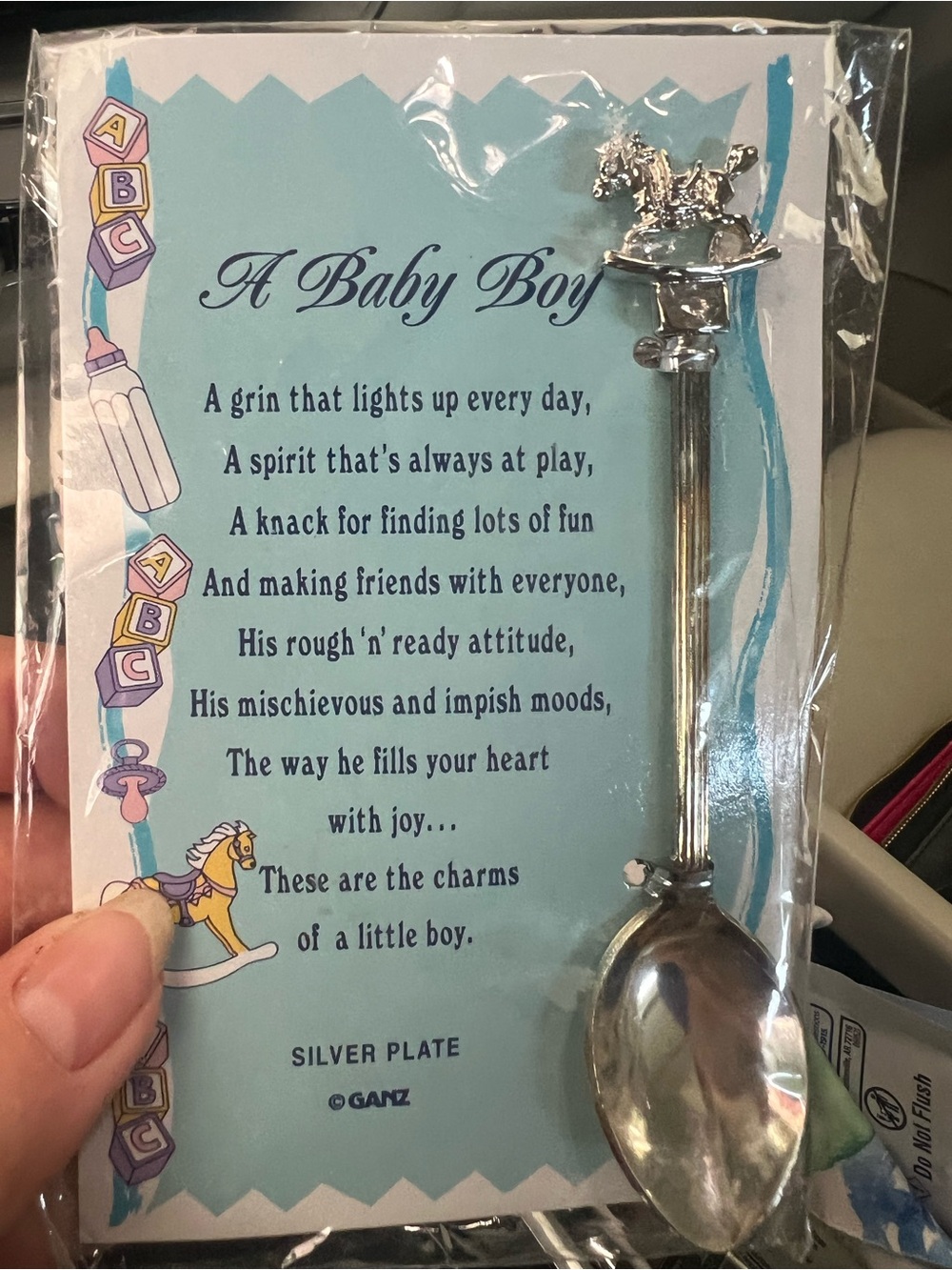 Vintage Ganz “A Baby Boy” Silver Plate Keepsake Spoon – New Old Stock